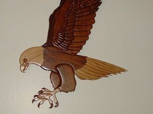 Wooden Crafted Eagle Catching Fish